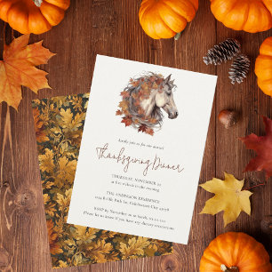 Invitation Cheval Automne Élégant Moderne Equestre Thanksgivi