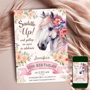 Invitation Cheval Blanc 10e anniversaire Floral Girl Saddle U