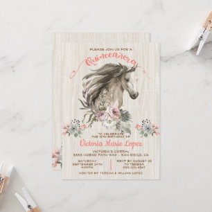Invitation Cheval blanc fille Quinceañera 15e anniversaire In