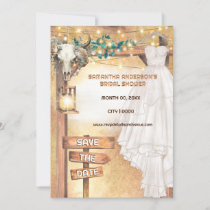Invitation Cheval boho occidental lumière florale
