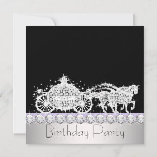 Invitation Cheval Carriage Lavande Princesse Anniversaire