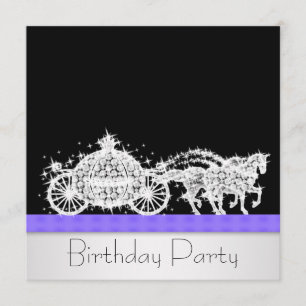 Invitation Cheval Carriage Lavande Princesse Anniversaire