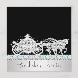 Invitation Cheval Carriage Turquoise Blue Princess Anniversai