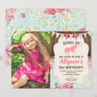 Cheval cowgirl anniversaire fille floral photo boi