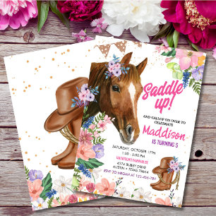 Invitation Cheval de fille à mâchoires à fleurs modifiable