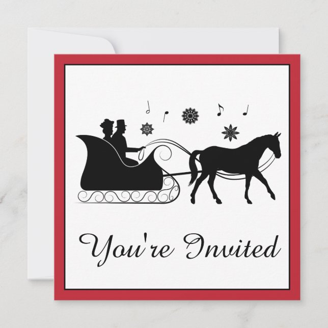 Invitation Cheval de mode de couture avec Snowflakes (Devant)