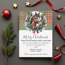 Invitation Cheval de Noël avec Plaid et Wreath
