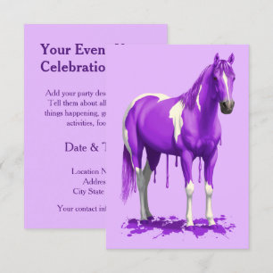Invitation Cheval de peinture à l'eau froide pourpre violet