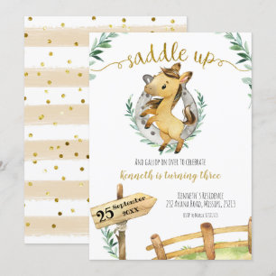 Invitation Cheval de verdure Saddle Up Anniversaire Invitatio