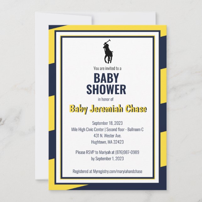 Invitation Cheval équitation bébé garçon baby shower invitati (Devant)