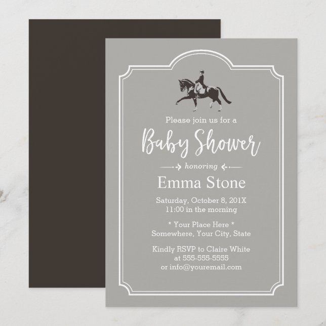 Invitation Cheval équitation Élégant Baby shower équin (Devant / Derrière)