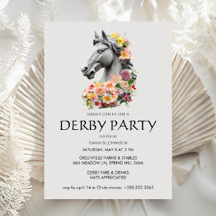 Invitation Cheval gris élégant buste Couronne florale Der Ken