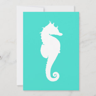 Invitation Cheval marin blanc sur turquoise