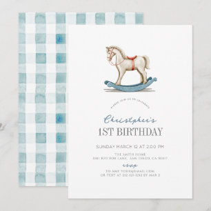 Invitation Cheval Rocheux Blue Boy 1er anniversaire