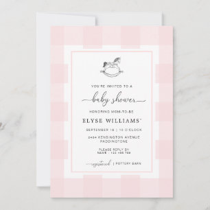 Invitation Cheval Rocheux Rose En vichy Baby shower Invitatio