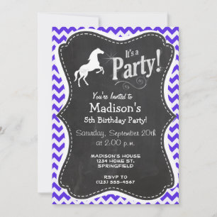 Invitation Cheval sur Violet Bleu Chevron; Equestre