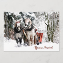 Cheval Team Sleigh Ride Through Snowy Woods