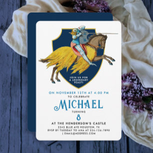 Invitation Chevalier Bleu Médiéval Blindé À Cheval