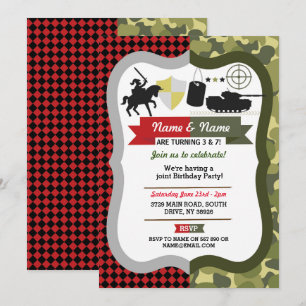 Invitation Chevalier d'âge et fête d'anniversaire conjointe d