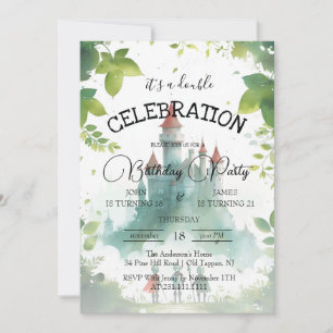 Invitation Chevalier Et Château Double Anniversaire de enfant