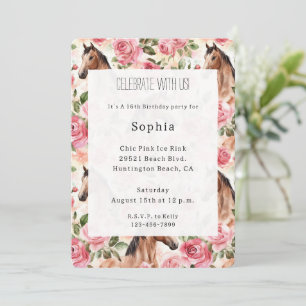 Invitation Chevaux Jolies Roses Roses Roses Florales Annivers