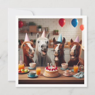 Invitation Chevaux rires célébrant l'anniversaire, cheval