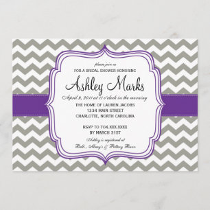 Invitation Cheveron pourpre gris et foncé Invitaiton