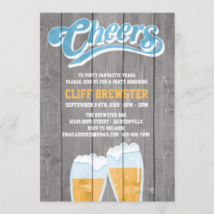 Invitation Cheveux d'anniversaire et bières en bois