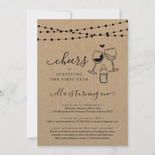 Invitation Cheveux Vin Drôle Premier Anniversaire Fête Invita