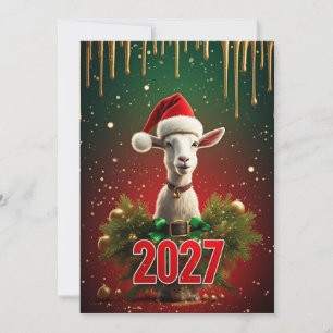 Invitation Chèvre de Noël 2027   Drôle de vœu de fête de fin 