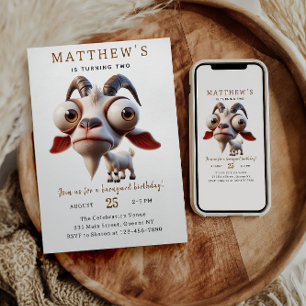 Invitation Chèvre mignonne Animaux de ferme 2e fête d'anniver