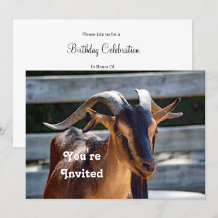 Invitation Chèvre Noir Cornes Brown Photo animal Anniversaire