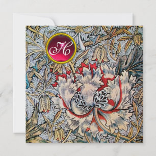 Invitation CHÈVREFEUILLE Rouge Rubis Monogramme Métallisé