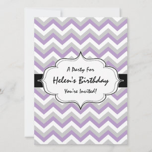 Invitation Chevron Bold Modern ZigZag Motif léger et violet