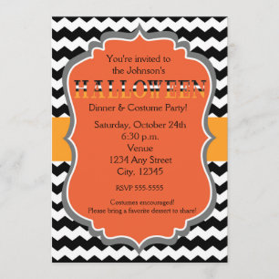 Invitation Chevron Diner d'Halloween