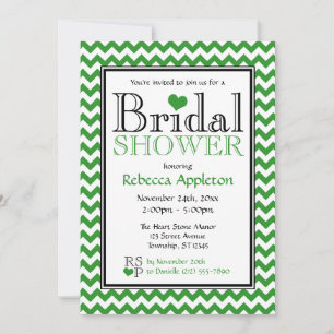 Invitation Chevron Green & White Bridal Shower
