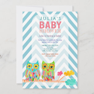 Invitation Chevron Rainbow Owens in Tree Baby shower Invitati