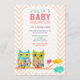 Invitation Chevron Rainbow Owens in Tree Baby shower Invitati