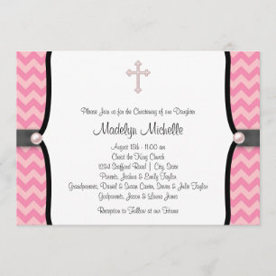 Invitation Chevron rose de Pearl Cross