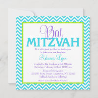 Chevron violet Turquoise bleu vert Bat mitzvah