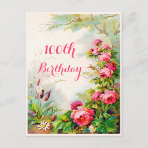 Invitation Chic 100e anniversaire Victorian Roses Cottage Gar