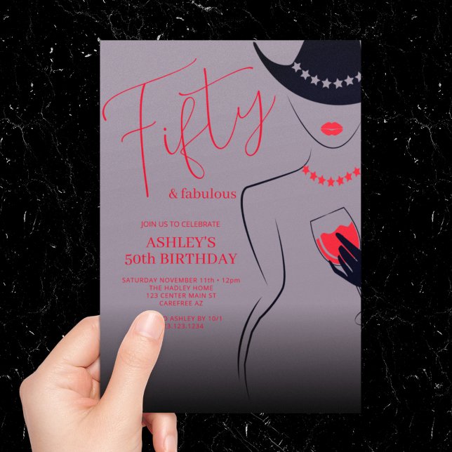 Invitation Chic 50 et Fabulous Lilac anniversaire (Créateur téléchargé)