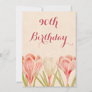 Invitation Chic 90e anniversaire Crocus de printemps