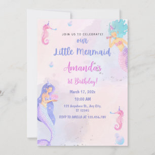 Invitation Chic Adorable Sirène Anniversaire