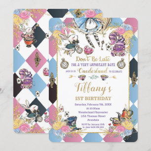 Invitation Chic Alice au pays des merveilles 1er anniversaire