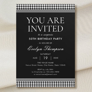 Invitation Chic Anniversaire Surprise 50e Noir & Blanc