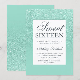 Invitation Chic aqua parties scintillant chic chic Sweet 16