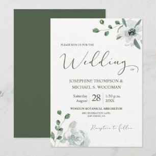 Invitation Chic Aquarelle Botanique Vert Mariage Script