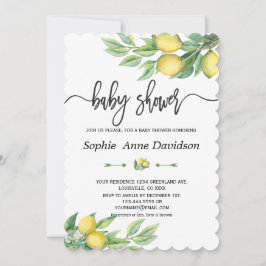 Invitation Chic Aquarelle Citron BABY SHOWER tropical