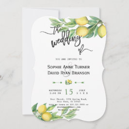 Invitation Chic Aquarelle Citron Tropical Mariage d'écriture 